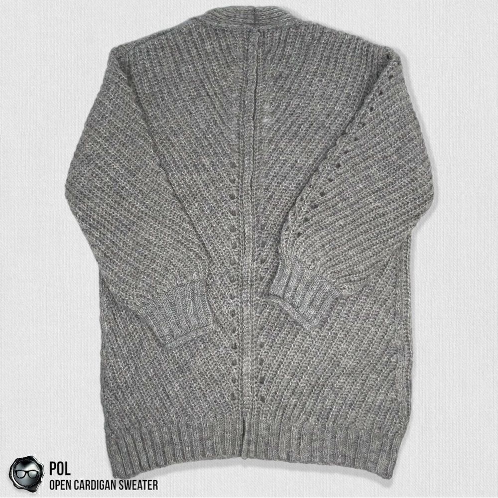 POL CHUNKY CABLE KNIT DUSTER CARDIGAN SWEATER HEATHER GREY WOMEN’S SIZE MEDIUM - Picture 10 of 15